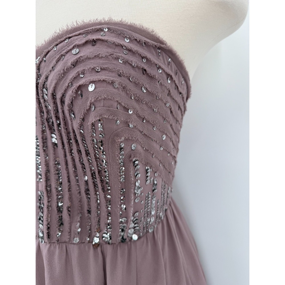 Rebecca Taylor Womens Purple Strapless Sweetheart Silk Dress Size 6 Coquette - Picture 4 of 16